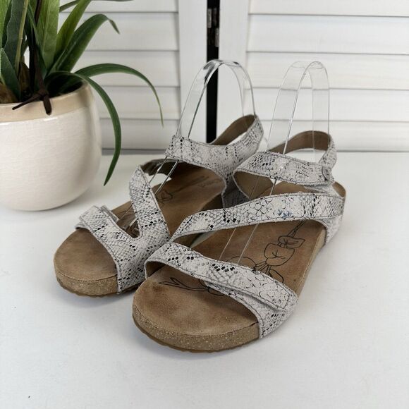 Josef Seibel Tonga 25 Snakeprint Z Strap Sandal‎ Wedge Heel Shoe EU 39 US 8-8.5 - Picture 1 of 9
